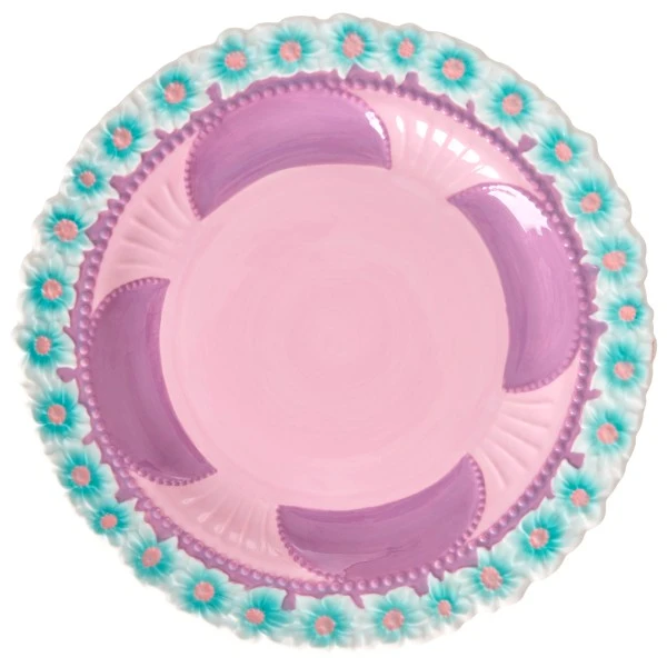Rice Ceramic Dinner Plate With Embossed Flower Design - Plate 3 Rice Ceramic Dinner Plate With Embossed Flower Design - Plate